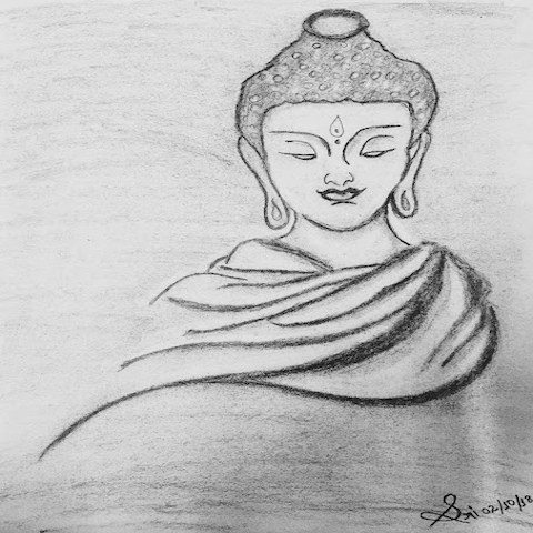 Siddhārtha — a pencil drawing of a serene Buddha